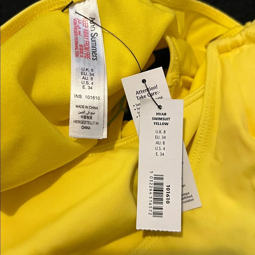 Ann Summers Yellow Cut Out Side Rings Bathing Suit - Picture 4 of 5